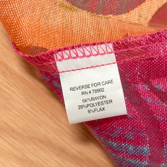 Erin London Women's Colorful Button Up Mesh Blouse, Size L - Picture 7 of 9